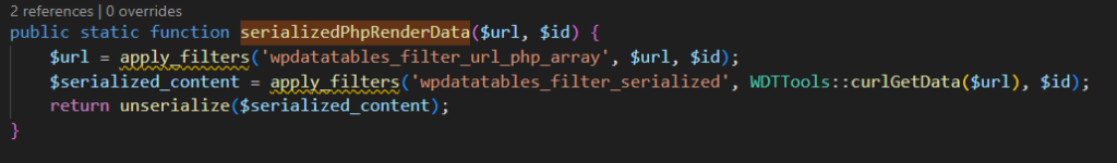 função nativa unserialize do PHP